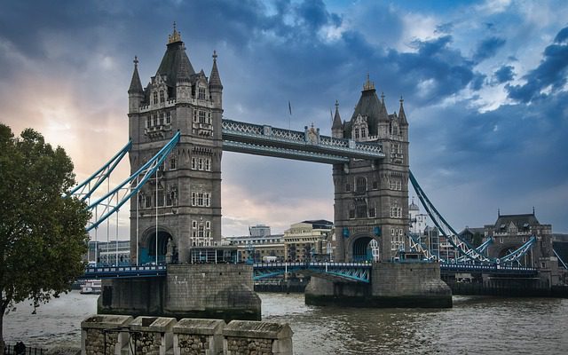 Tower of London spans across the river Thames