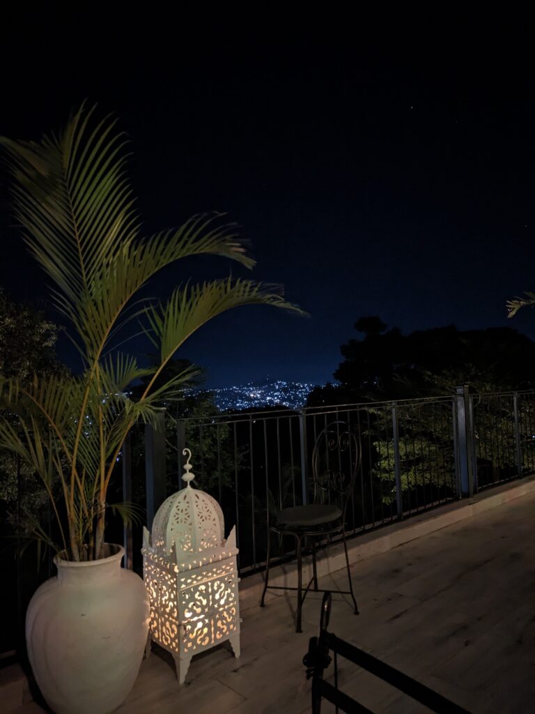 Kampala, Uganda, city lights from Latitude 0 Degrees Hotel, our stay before our safari. 